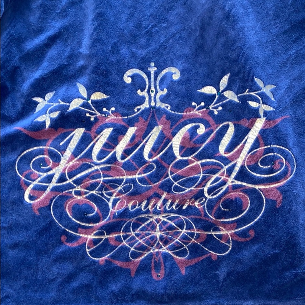 Juicy Couture Blue Zip Hooded Sweater Size L